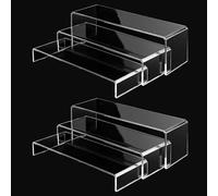 CEOTIS Acrylic Display Risers, Clear Multifunctional U-Shape Stand for funko POP Figures, Cupcakes, Cosmetics, Collectibles, 3-Tier Showcase Shelf, clear display stand -2 Sets tiered display stand