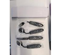 CEOTIS Adaptive Utensils Spoons Forks Set (4-Piece) with Nonslip Handle and42° Angled Easy Grip Spoon Fork Holder Utensils for Elderly, Disabled,Hand Tremors and Arthritis Easy Grip Right-Handed