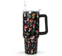 Ceovfoi 40 Oz Mushroom Tumbler With Handle, Coffee Travel Mug Cup Water Bottle, Mushroom Decor and Gifts for Women