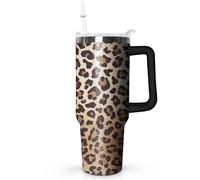 Ceovfoi 40 Oz Tumbler With Handle, Leopard Print Cheetah Coffee Travel Mug Cup & Water Bottle, Gift for Women