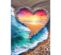 CEOVR Beach Diamond Painting Kits for Adults,Love Heart Diamond Art Kits Adults,Scenery 5D DIY Diamond Paintings,11.8x15.7 Inch,Diamond Painting Art Kits,Valentine