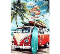 CEOVR Bus Diamond Painting Kits Adults,Diamond Painting Art Kits,30x40cm,5D Gem Art Craft Set,Seaside Landscape