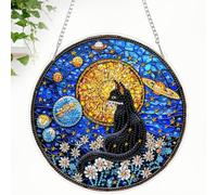 CEOVR Cat Diamond Painting Hanging Kits Adults,DIY Planets Diamond Painting Ornament Kits Adults Solar System 19.8x19.7cm 5D Gem Art Craft Set for Leisure Time