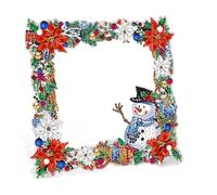 CEOVR Christmas Diamond Painting Photo Frame Kits Snowman Special Shape Diamond Painting Desktop Decorations,20x20 cm DIY Tabletop Photo Frame Set