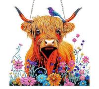 CEOVR Cow Diamond Painting Hanging Kits Adults,DIY Diamond Painting Ornament Kits Adults Bird and Cow,20x20cm 5D Gem Art Craft Set for Leisure Time