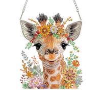 CEOVR Deer Diamond Painting Hanging Kits Adults,DIY Diamond Painting Ornament Kits Adults Flowers and Animal,19.39x16.59cm 5D Gem Art Craft Set for Leisure Time