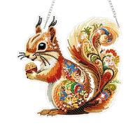 CEOVR Diamond Painting Hanging Kits Squirrels,DIY Diamond Painting Ornament Kits Adults,19.8x19.3cm 5D Gem Art Craft Set for Leisure Time,Colorful Animal
