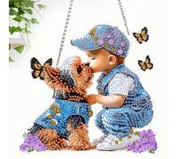 CEOVR Dogs Diamond Painting Hanging Kits Adults,Cute Cartoon Special Shape Diamond Painting Ornament Kits Adults,20x18.5cm 5D Gem Art Craft Set for Leisure Time