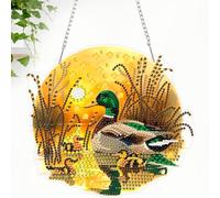 CEOVR Ducks Diamond Painting Hanging Kits Adults Sunset Diamond Painting Ornament Kits Adults 19.7x17.8cm 5D Gem Art Craft Set for Leisure Time