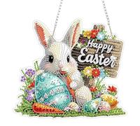 CEOVR Easter Diamond Painting Hanging Kits Adults,DIY Bunny Diamond Painting Ornament Kits Adults, 19.7x17.4cm 5D Gem Art Craft Set for Leisure Time,Bunny Eatting Carrot