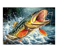 CEOVR Fish Diamond Painting Kits Adults,DIY Diamond Art Kits Adults Fierce Fish,12x16in,5D Gem Art Craft Set for Leisure Time