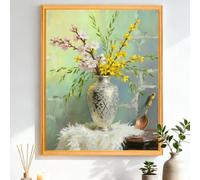CEOVR Flowers Paint by Numbers for Adults,Animals Painting by Numbers Frameless for Beginners with Brushes Acrylic Pigment DIY Scenery Paint-by-Numbers 40x50cm (Green Yellow Sliver)