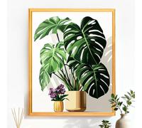 CEOVR Flowers Paint by Numbers for Adults,Animals Painting by Numbers Frameless for Beginners with Brushes Acrylic Pigment DIY Scenery Paint-by-Numbers 40x50cm (Green Golden)