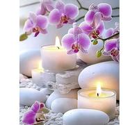 CEOVR Flowers Paint by Numbers for Adults, Orchids and Candles Painting by Numbers Frameless for Beginners with Brushes Acrylic Pigment, 40x50 cm DIY Drawing Paintwork