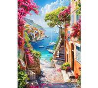 CEOVR Landscape Diamond Painting Kits Adults,DIY Diamond Art Seaside Path,30x40 cm Flowers Gem Art Craft