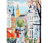 CEOVR Landscape Paint by Numbers for Adults Flowers Painting by Numbers Frameless for Beginners with Brushes Acrylic Pigment 40x50 cm Cat DIY Drawing Paintwork (Grey red Blue)