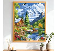 CEOVR Landscape Paint by Numbers for Adults Snow-Capped Mountains Painting by Numbers Frameless for Beginners with Brushes Acrylic Pigment 40x50 cm DIY Drawing Paintwork