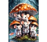 CEOVR Mice Diamond Painting Kits for Adults,Diamond Art Kits Adults,Mushrooms 5D DIY Diamond Paintings,11.8x15.7 Inch,Mouse Family Crystal Cross Stitch Canvas Painting Art by Numbers