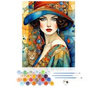 CEOVR Paint by Numbers for Adults,DIY Paint by Numbers Kits,Bohemian Style Paint by Numbers for Adults Beginners,40x50 cm Fashionable Woman Paint by Number,All Kits Included,Frameless