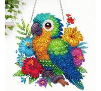 CEOVR Parrot Diamond Painting Hanging Kits Adults,DIY Flowers Diamond Painting Ornament Kits Adults,19.22x19.5cm 5D Gem Art Craft Set for Leisure Time,Animals