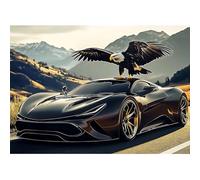 CEOVR Sports Car Diamond Painting Kits for Adults, Eagle Diamond Art Dots 5D Full Drill DIY Gem Art for Beginner, Adult Crafts Kits Arts and Crafts, Wall Decor for Home Office 12x16in
