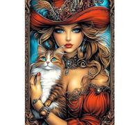 CEOVR Witch Diamond Painting Art Kits Adults,DIY Diamond Art Kits Adults Witch and Cat,12x16in,5D Gem Art Craft Set for Leisure Time