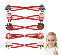 CeoxThao 10 Pack Christmas Hair Accessories - Cute Red Hair Clips, Festive Decorations Featuring Reindeer, Snowman, Christmas Tree, Santa Claus, Bells