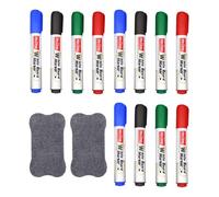 CeoxThao 12 Pcs Whiteboard Markers Set & 2 PCS non-magnetic erasers, Dry Erase Pens with 3 Each of Red, Blue, Green, and Black, Wite Board Pens, Quick Drying, For Home, School, Office, Presentations
