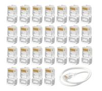 CeoxThao 25 PCS RJ45 Pass-Through Connectors, RJ45 connector, For Cat6, Cat5e & Cat5, Pure Copper Ethernet Plugs for UTP Solid/Stranded Network Cables - Easy to Crimp, High-Speed Connection