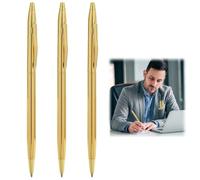 CeoxThao 3 PCS Stylish Ballpoint Pens, Metal Pen, Gold Pens, Ballpoint Pen, Slim Stainless Steel Metallic Retractable Pens with Black Ink, For Business, Office, Students and Teachers (Gold)
