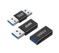 CeoxThao 3 PCS USB to USB Adapter Kit, USB 3.0 to USB Couplers, Male to Female and Female to Female Converters, High-Speed 10Gbps USB Connectors for Extending and Connecting Devices (Black)