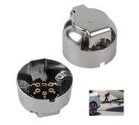 CeoxThao 7 Pin Metal Trailer Socket Connector for Caravans and Towbars, Durable 7-Pole Towing Light Connector, Shock-Resistant and Corrosion-Proof for Secure Vehicle-Trailer Connection