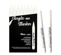 CeoxThao 8 Pack Art White Markers - White Paint Pen, Fine Tip Acrylic Permanent Markers, Acrylic Pens, Waterproof Quick Dry Art Marker for Doodling, Rock Painting, DIY Crafts, and Personalised Gifts