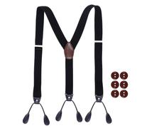 CeoxThao Button Braces for Men Suspenders for Men, Mens Button Braces for Trousers, Mens Brace for Trousers with Strong Clips, Black Metal Suspender Buttons, Y-Back Suspenders - Adjustable Tuxedo