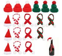 CeoxThao Pack of 18 Mini Christmas Hats and Scarves, Cute Small Santa Hat Set, for Holiday Parties and Festive Occasions, Small Christmas Decorations, Mini Party Hats for Toy Animals