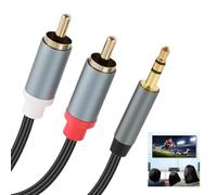 CeoxThao RCA JACK 3.5 mm to 2 RCA Male Stereo Audio Cable - Bi-Directional Audio Connection, Jack to Left and Right Phono Plugs, Rca to 3.5mm Cable Phono Mini Jack Stereo Lead - 2M Nylon Cable
