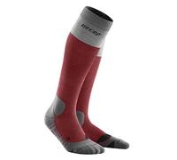 CEP â€“ HIKING LIGHT MERINO REDESIGN SOCKS for men | Long hiking socks with activating compression in berry/grey | size S