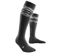 CEP - ANIMAL COMPRESSION KNEE HIGH SOCKS for women | Black Sport socks with compression and a white tiger-stripe pattern | Size II