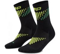 CEP Core Run Merino Socks Mid Cut 3.0, running socks, women, black/lime 34-37