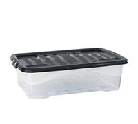 Plastic Storage Box 30 Litres - Clear & Black Curve by Strata