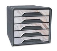 CEP Filing Block Module Organiser 5 Drawers Document Storage Office Smoove Mineral Grey Storm Print Marble Pink