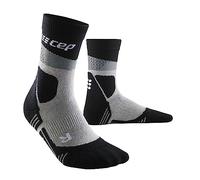 CEP - HIKING MAX CUSHION COMPRESSION MERINO MID CUT SOCKS for men | Thick hiking socks with compression | Trekking merino wool socks | Grey/Black | XL