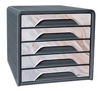 CEP Mineral Drawer Unit Plastic Grey, Pink 5 Drawers 28.8 cm x 27 cm A4
