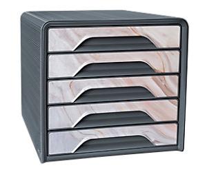 CEP Mineral Drawer Unit Plastic Grey, Pink 5 Drawers 28.8 cm x 27 cm A4