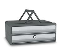 CEP MoovUp Secure Monitor Stand for PC Computer Storage Module 2 Drawers with Lock Lock Grey Recycled Plastic