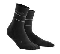 CEP Reflective Mid-Cut Compression Socks Black 25-31CM for Running and Training - Enhanced Support and Visibility