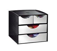 CEP Polystyrene Storage Station with 2 Small Drawers and 2 Large Drawers, Metal Grey