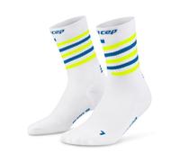 CEP The Run Limited 2024 Mid Cut Compression Socks for Women - White/Blue Neon