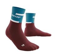 CEP Women's Mid Cut Compression Running Socks - Petrol/Dark Red