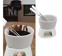 Cepewa 1 x ceramic chocolate fondue set fondue white including 2 stainless steel forks (1 x chocolate fondue set)